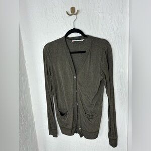 Free People Beach Green Metallic Cardigan Small